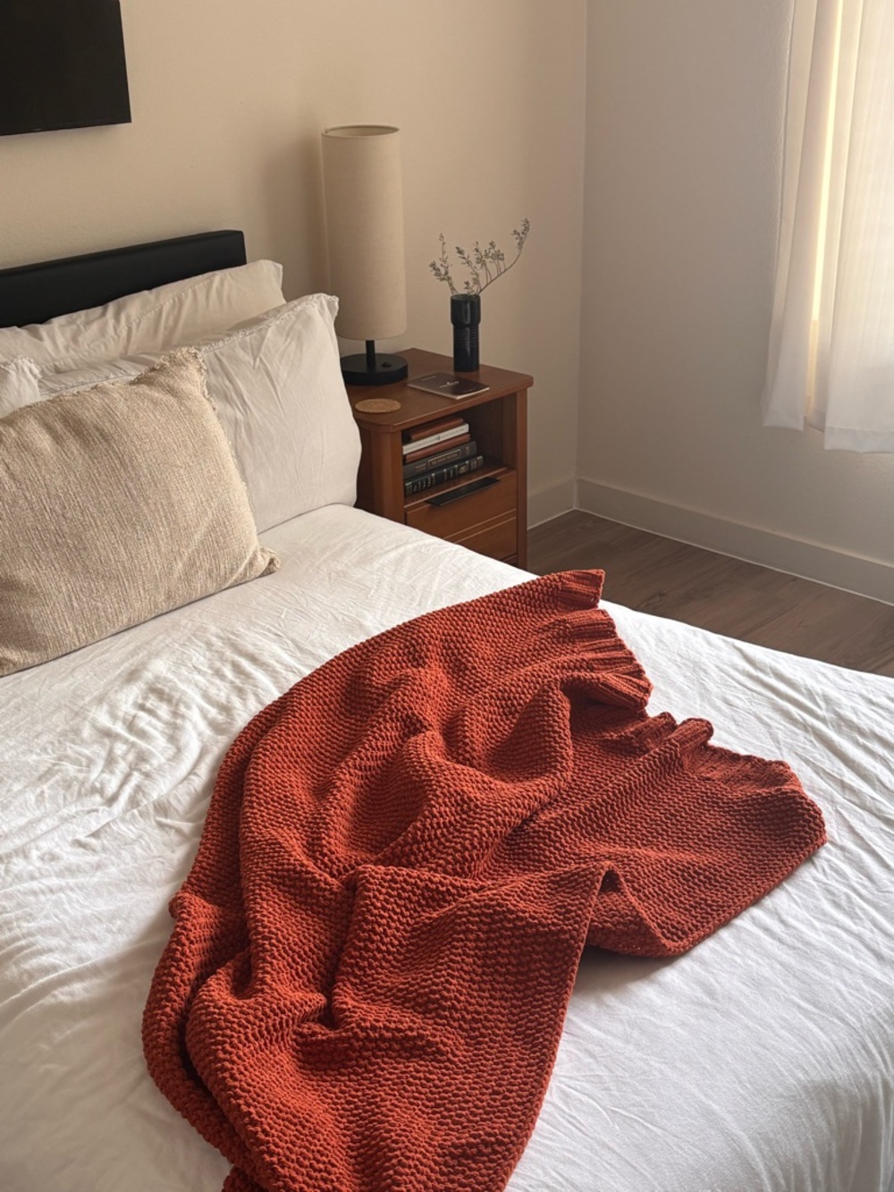 Rust Orange Knit Throw Blanket - Home Bedding